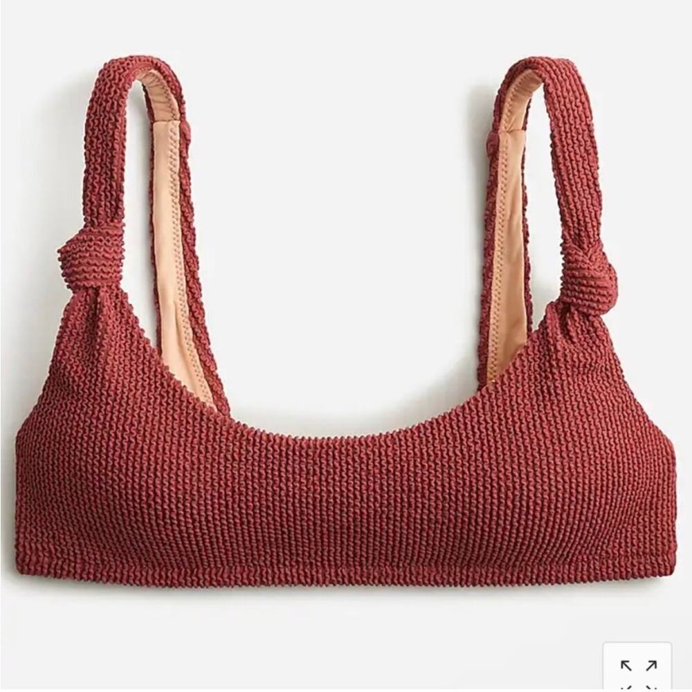 J. Crew Scrunchie Knotted Scoop Neck Textured Bikini Top in Chimney Sz XXL NEW